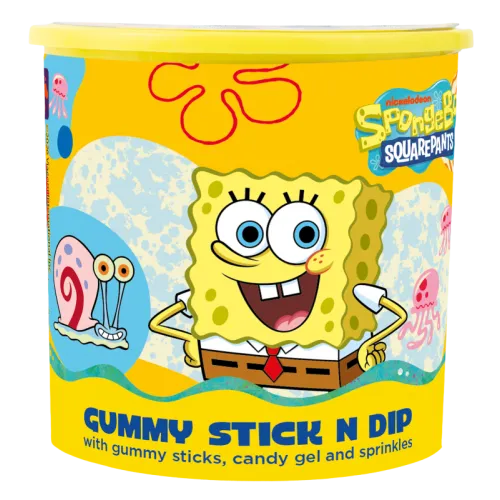 желирани пръчици с плодово желе spongebob, gummy stick n dip 14