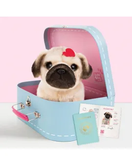 Studio Pets Плюшено куче Мопс с куфарче и паспорт, Снугъл, 23 см