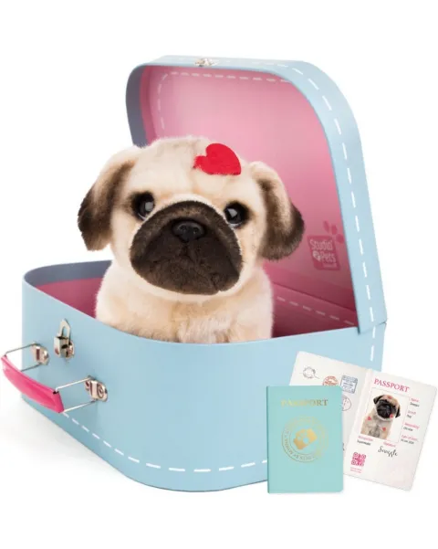 studio pets плюшено зайче с куфарче, паспорт и стикери, бъни 23 см 60
