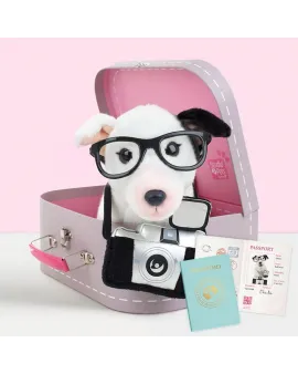 Studio Pets Плюшено куче Бултериер с фотоапарат и куфарче, Чарли, 23 см