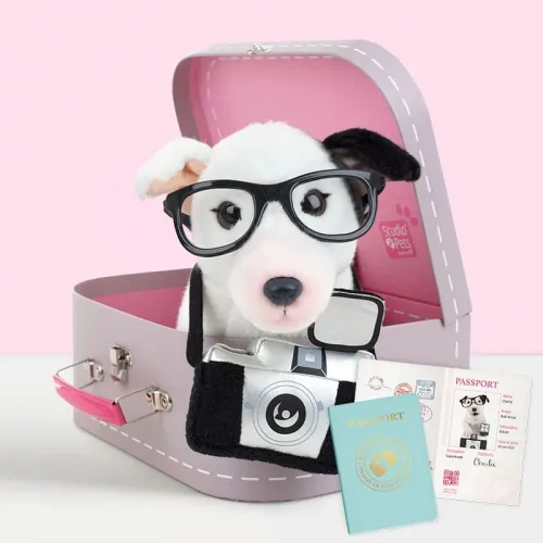 Studio Pets Плюшено куче Бултериер с фотоапарат и куфарче, Чарли, 23 см studio pets плюшено куче бултериер с фотоапарат и куфарче, чарли, 23 см 14