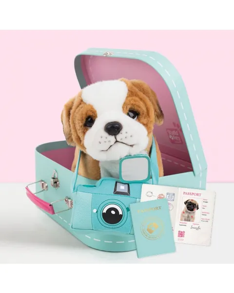 studio pets плюшено зайче с куфарче, паспорт и стикери, бъни 23 см 65