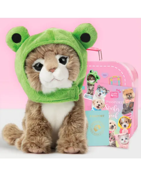 studio pets плюшено куче хъски с куфарче, паспорт и стикери, улфи 23 см 60