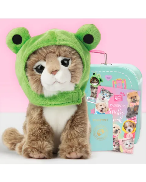 studio pets плюшено куче хъски с куфарче, паспорт и стикери, улфи 23 см 59
