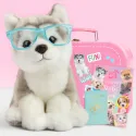 Studio Pets Плюшено куче Хъски с куфарче, паспорт и стикери, Улфи 23 см studio pets плюшено куче хъски с куфарче, паспорт и стикери, улфи 23 см 16