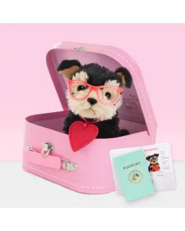 Studio Pets Плюшено куче Йоркширски териер с куфар и паспорт, Ромео, 16 см