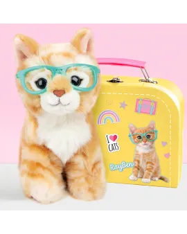 Studio Pets Плюшено коте с куфарче, паспорт и стикери, Рей Бен, 16 см