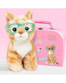 Studio Pets Плюшено коте с куфарче, паспорт и стикери, Рей Бен, 16 см