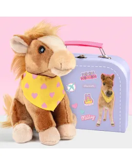Studio Pets Плюшено конче с куфарче, паспорт и стикери, Мили, 16 см