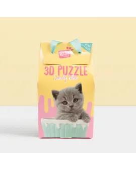 Studio Pets Детски 3D пъзел със сиво коте в чаша
