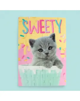 Studio Pets Детски 3D пъзел със сиво коте в чаша