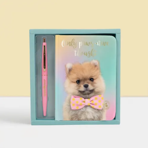 studio pets комплект тефтерче с химикалка в кутия, помпон 14