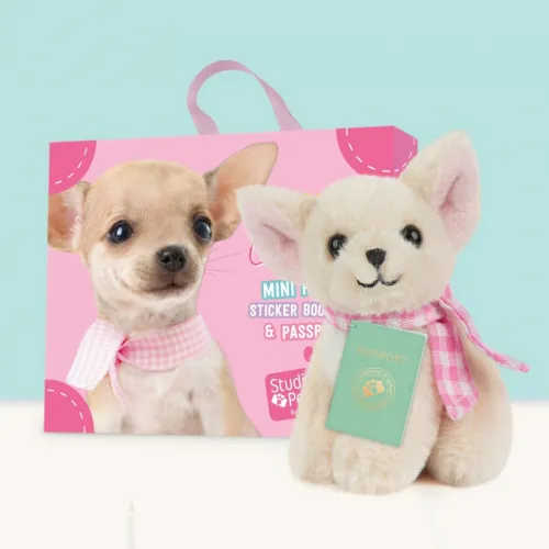 studio pets плюшено куче чихуахуав куфарче, пинки, 8 см 14